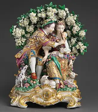 The Music Lesson; by the Chelsea porcelain factory; c.1765; soft-paste porcelain; 39.1 × 31.1 × 22.2 cm; Metropolitan Museum of Art