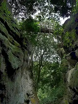 The Swiss Bridge from below, Hawkstone Park