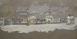 Les Charrettes en hiver (watercoulour).