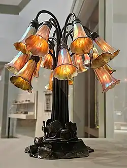 Eighteen Lily floriform lamp by the Tiffany Studios (c. 1902) in the collection of The Huntington Library Art Museum in San Marino, CA.