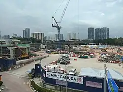 Construction of the MRT station in October 2021