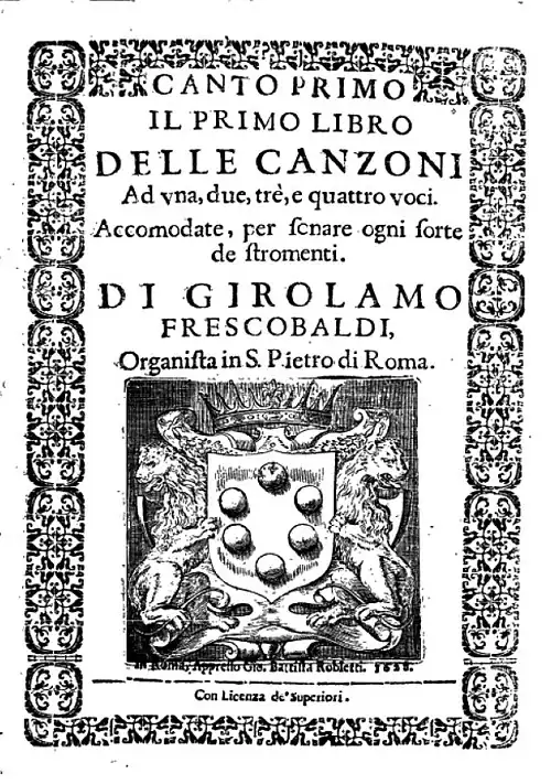 Title page of the Canto Primo part of the Robletti edition, Rome 1628