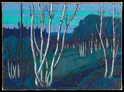 Silver Birches, Winter 1915–16. 40.9 × 56.0&nbsp;cm. McMichael Canadian Art Collection, Kleinburg