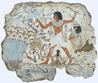 Fresco which depicts Nebamun hunting birds; c. 1350&nbsp;BC