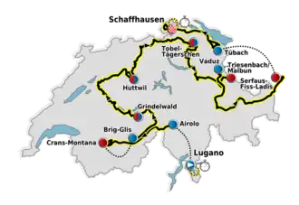 The route of the 2011 Tour de Suisse