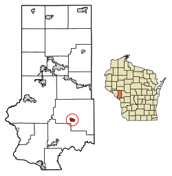 Location of Ettrick in Trempealeau County, Wisconsin.