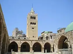 Great Mosque of Tripoli (circa 1294); the arcades are Mamluk but the minaret was an earlier Christian structure[130]