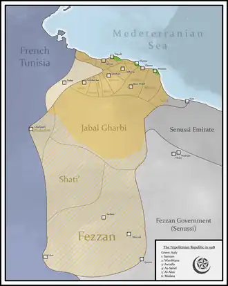 Tripolitanian Republic in orange.