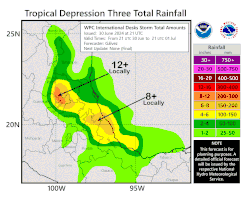 Map of predicted rainfall amounts