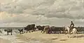 'Troupeau de boeufs au bord de la mer', 'Herd of cattle beside the sea' 1878 OOC 30 x 40&nbsp;cm