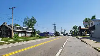Looking south along State Street (M-65)
