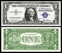 $1 Silver Certificate, Series 1957, Fr.1619, depicting George Washington