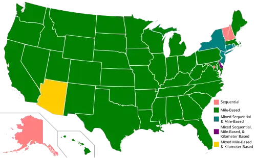 Exit Numbers in the United States by State as of August&nbsp;2021[update]