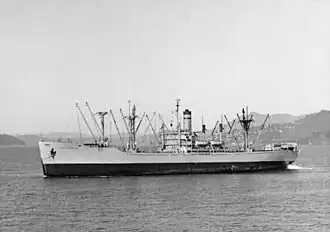 USNS Sgt. Andrew Miller (T-AK-242) riding high in ballast, circa the 1960s