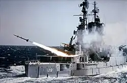 Early Model Terrier launched from test vessel USS&nbsp;Mississippi