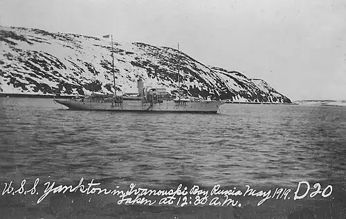 USS&nbsp;Yankton at Ivanovski Bay, Russia, 1230 a.m., May 1919