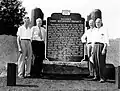 US Nation's First Watershed Project by the Soil Erosion Service. From left to right, John Bollinger, a farmer and planner with the Soil Conservation Service, Dr. Hugh Bennett, retired chief of the U.S. Soil Conservation Service, Marvin Schweers, Wisconsin state conservationist, and Herbert Flueck, Minnesota state conservationist, photo take July 19, 1955.
