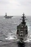 Haruna and USS&nbsp;Ronald Reagan underway on 18 March 2007
