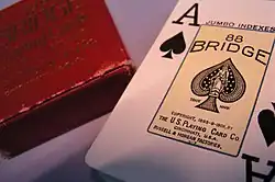 U.S Playing Card Co bridge cards from 1906 featuring jumbo indexes.