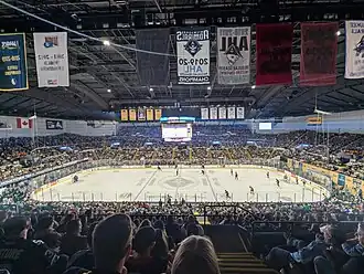 The arena set up for a Milwaukee Admirals game in 2025
