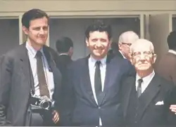 Color photo of Ivan Chermayeff, Jack Masey, and Buckminster Fuller