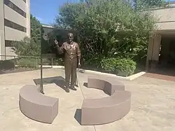 Seven foot-tall bronze figure of Donald Wayne Seldin, M.D