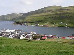 Vágur and the fjord Vágsfjørður