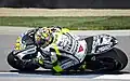 Valentino Rossi, riding his FIAT Yamaha at the 2010 Indianapolis Grand Prix, held at the Indianapolis Motor Speedway