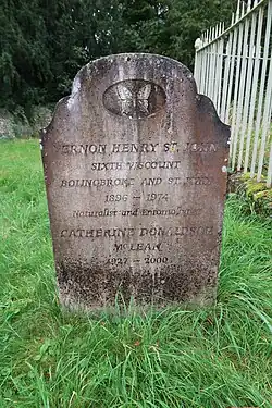 Vernon Henry St John's Gravestone at his burial (with his wife) at St Mary's Church, Lydiard Tregoze