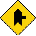 Joining a side road at right angles to the right