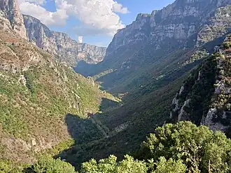View of the Vikos Gorge from the village of Vikos
