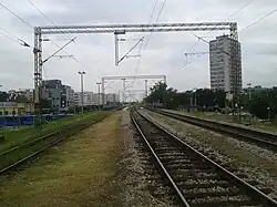 The view to the east from Strojarska Road overpass, the direction from which the train came.