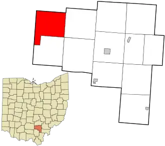 Location in Vinton County and the state of Ohio.