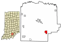 Location of New Pekin in Washington County, Indiana.