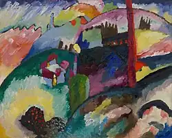 Wassily Kandinsky, 1910, Landscape with Factory Chimney, oil on canvas, 66.2 × 82&nbsp;cm