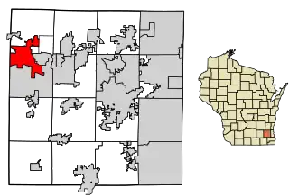 Location of Oconomowoc in Waukesha County, Wisconsin