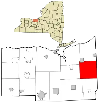 Location in Wayne County and the state of New York.