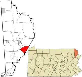 Location in Wayne County and the state of Pennsylvania.