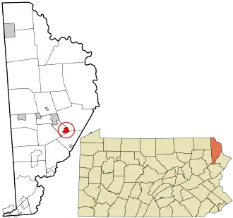 Location in Wayne County and the state of Pennsylvania.