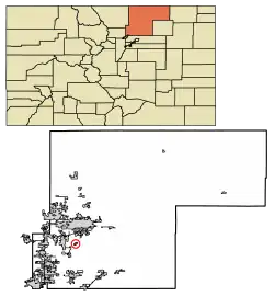 Location of the Town of Gilcrest in Weld County, Colorado.