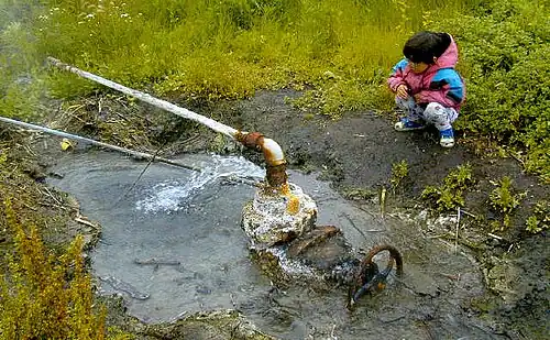 Geothermal wellhead at Pilgrim Hot Springs