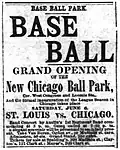 Newspaper ad for opening game of West Side Park (I)