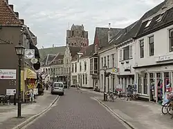 Wijk bij Duurstede, street to the churchtower