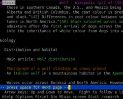 A screenshot of a Wikipedia article using alt text in the Lynx browser