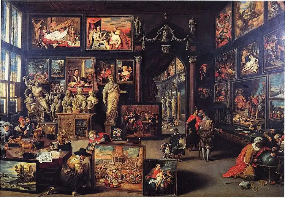 Collection of Cornelis de Geest with Paracelsus; 1630s, oil on panel, 73 × 104&nbsp;cm, The Bute collection.