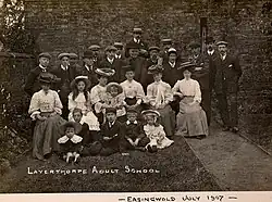 Members of Layerthorpe Adult school pictured at Easingwold in 1907
