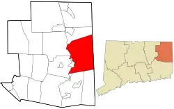 Killingly's location within Windham County and Connecticut