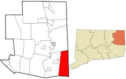 Sterling's location within Windham County and Connecticut