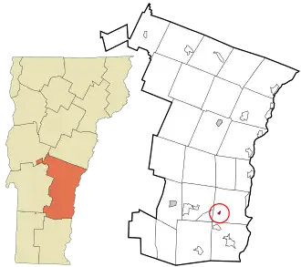 Location in Windsor County and the state of Vermont.