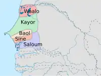 Constituent states of the Wolof Empire.